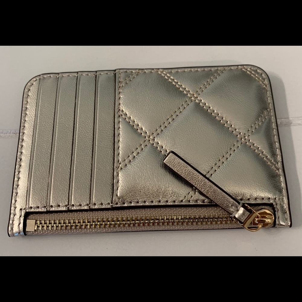 Tory Burch Savannah Zip Card Case, White Gold - Picture 4 of 9
